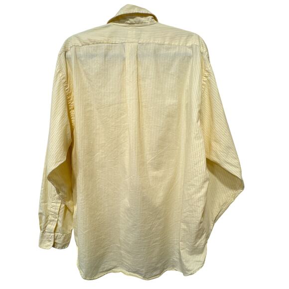 Vintage Ralph Lauren Big Shirt Yellow Stripe Cotton Button Down L - Picture 9 of 12